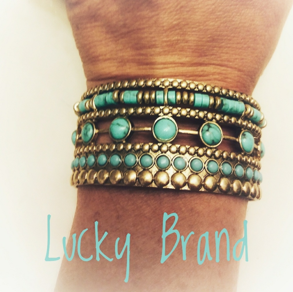 Lucky Brand Turquose and Gold Cuff Bracelet NEW!